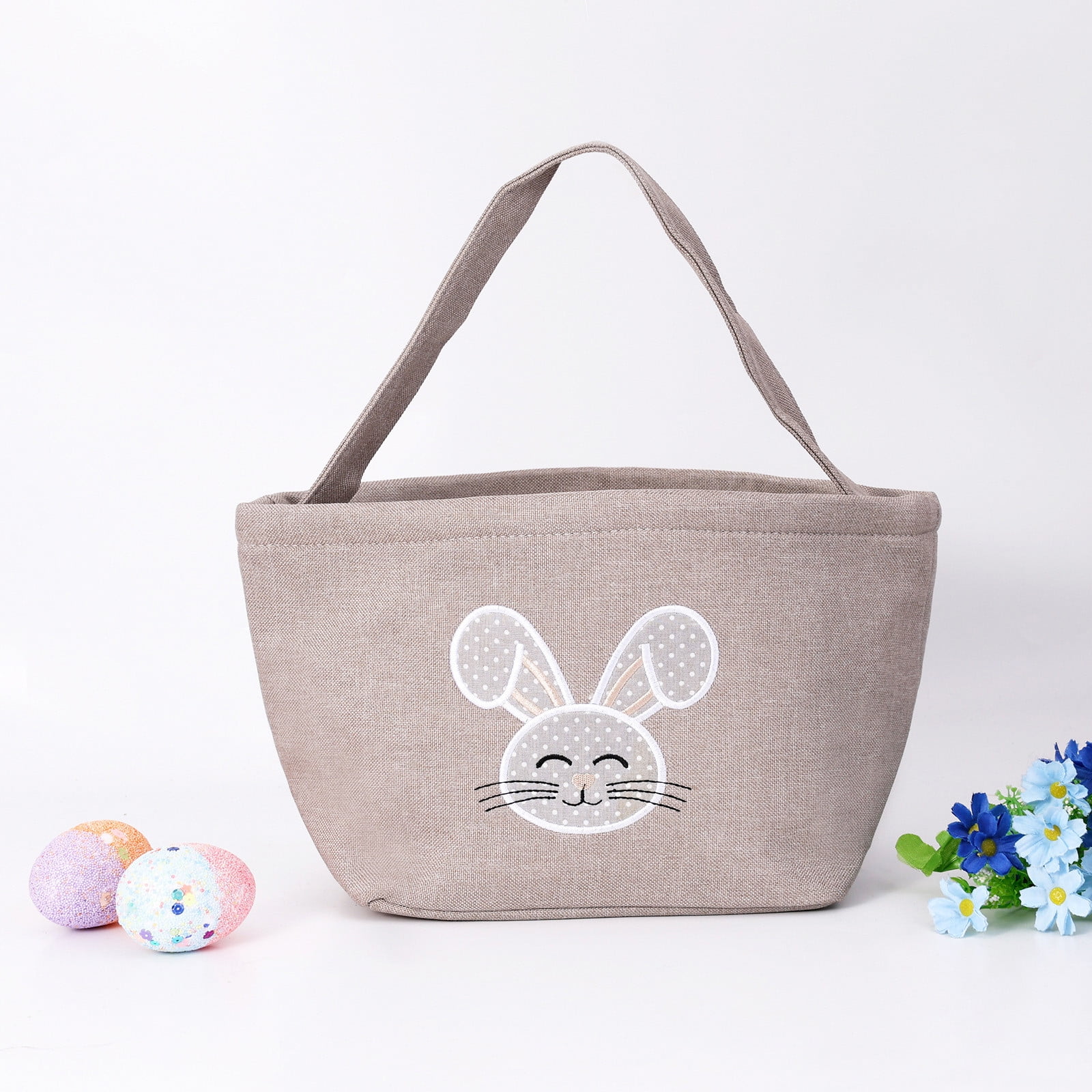 Lunxisen 2 Pcs Easter Basket Ear Bag Decoration Imitation Linen Holiday Gift Party Favor Spring Celebration