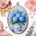 thumbnail image 6 of Oval Framed Wall Art Hydrangea Blue White Vintage Hydrangea Flowers Rustic Farmhouse Canvas Wall Art Oval Vintage Wall Decor Prints Hanging Decor for Home Bedroom Living Room Office 8"x11.4", 6 of 7