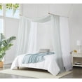 thumbnail image 2 of WARM HOME DESIGNS Set of 2 White & Silver Queen Canopy Bed Curtains in 55 x 216 Inch Size. BE White & Silver 216, 2 of 5