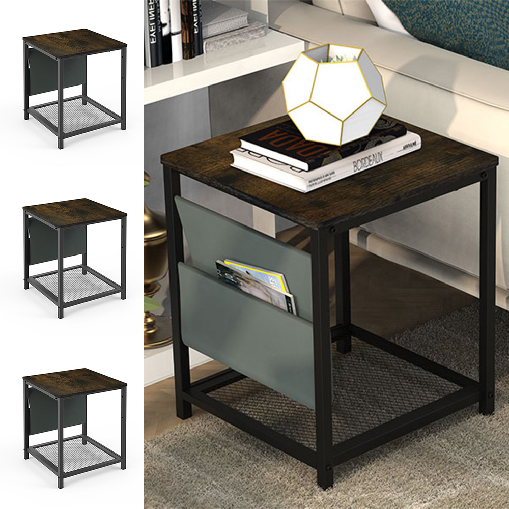 Gplesas Rustic Brown Square Desk Plant Stand Portable Coffee Table