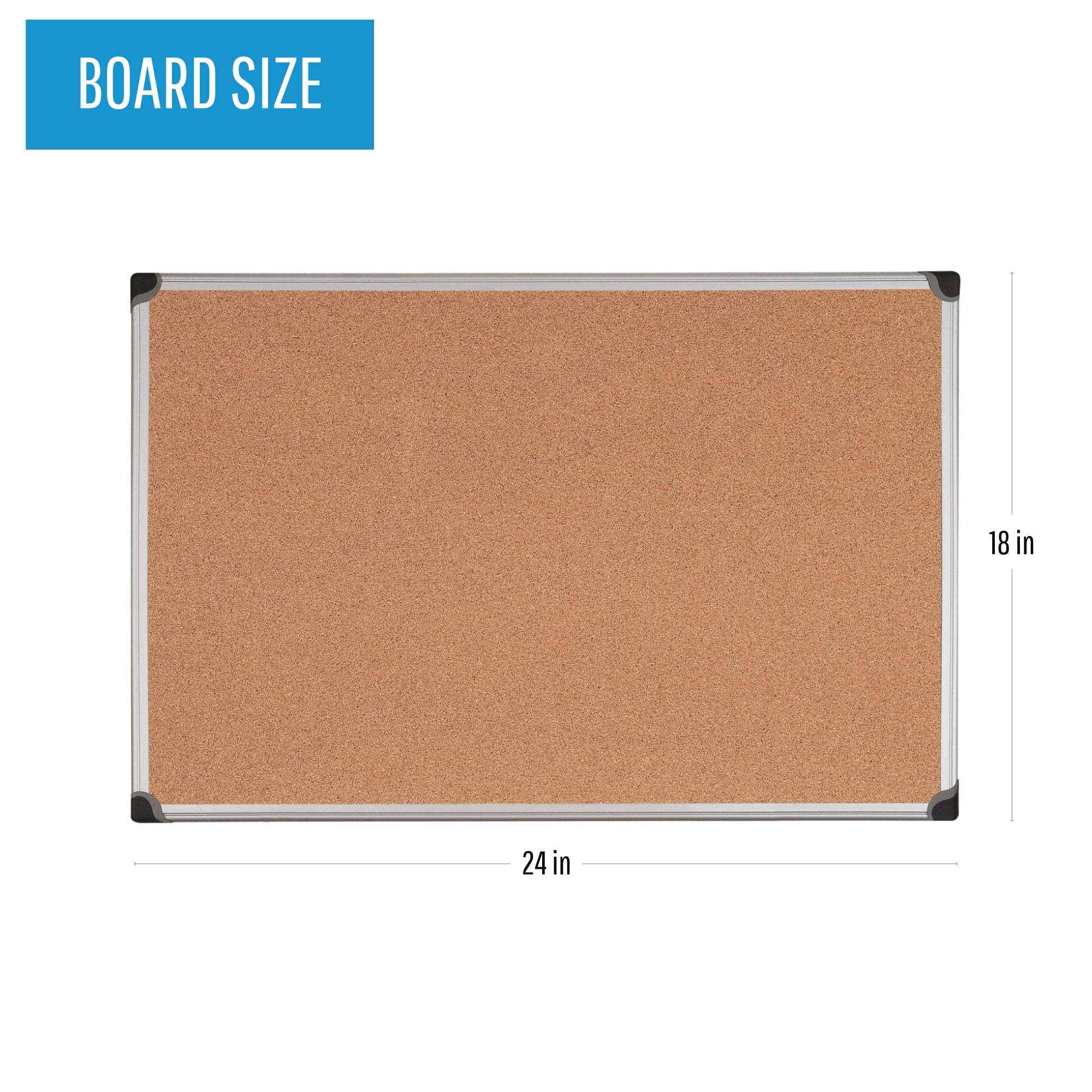 (3 pack) MasterVision Maya Cork Bulletin Board, 18" X 24", Aluminum Frame