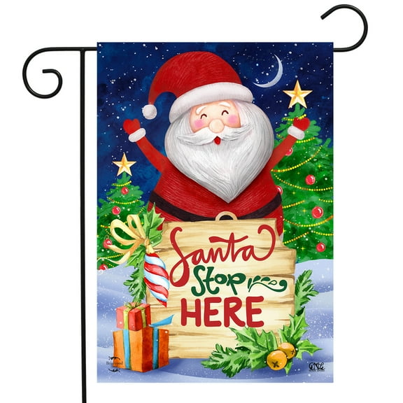 Briarwood Lane Santa Stop Here Christmas Double-Sided Garden Flag