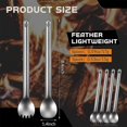 thumbnail image 5 of 4 Pieces Titanium Long Handle Spork And Spoon Ultralight Portable Flatware For Outdoor Camping Back, 5 of 5