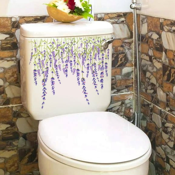 Self-adhesive Wall Stickers under $5! Ke1Clo Plant Flowers Background for Toilet Bathroom Home Decor Removable Decorative Art for Kitchen Living Room