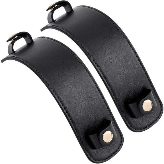 PU Leather Shoulder Strap Pads Bag Handle Wrap Protector Cover with Alloy Snap Button Black 27.7x5x0.4cm