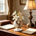 thumbnail image 5 of Weloille Lily Flower Acrylic Decorative Ornament with Rotating Base, 1 Piece Art Figurine with 2 Round Adhesive Pads, Clear Exquisite Home Decor, for Shelf Table Office Living Room, 5 of 5