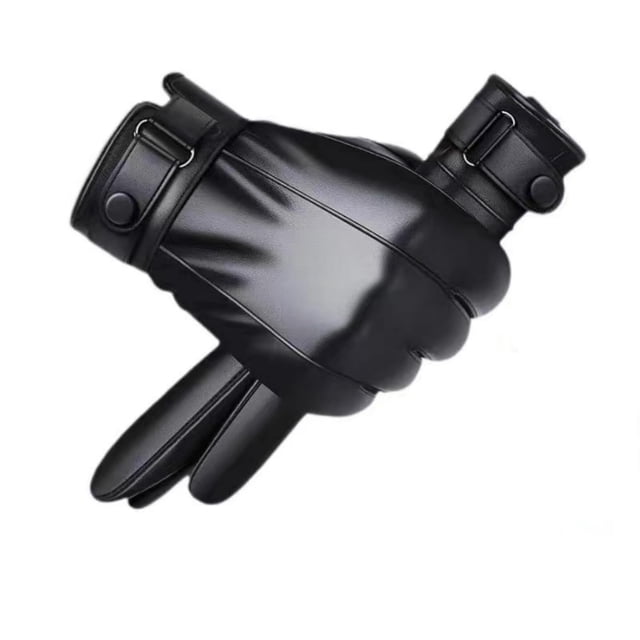 Guantes de Cuero POONWEI Táctiles de Cachemira Negro XL
