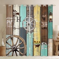 Feelyou Vintage Lodge Cabin Curtains Pack of 2 (42x84 Each), Westernn Farmhouse Curtains Blackout, Teens Kids Boys Girls Bedroom Curtains, Curtains and Drapes Room Decor