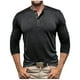 thumbnail image 1 of Blusas y camisas de manga larga y cuello redondo para hombre, de color liso, informales, con botones, de poliéster., 1 of 5