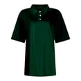 thumbnail image 5 of Womens Polo Shirts Short Sleeve Collared Business Casual Tops Summer Button Split Hem Elegant Golf Work Blouse,2XL, 5 of 5