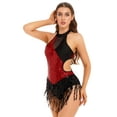 thumbnail image 3 of YiZYiF Womens Halter Shiny Sequins Tassel Latin Jazz Dance Leotard Ballroom Salsa Samba Dance Costume, 3 of 7
