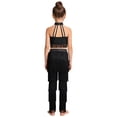 thumbnail image 5 of Sholeno Kids Girls Tassels Latin Dance Suits Halter Neck Sleeveless Crop Top with Pants Tiered Fringe Dancewear Black 6, 5 of 6