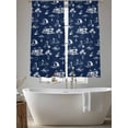 thumbnail image 4 of Coastal Holiday Sheer Curtains 2 Panels Set Ocean Coconut Tree Surfing Boat Navy Blue Sheer Window Curtains Light Filtering Rod Pocket Voile Drapes for Bedroom Living Room 52"X72", 4 of 8