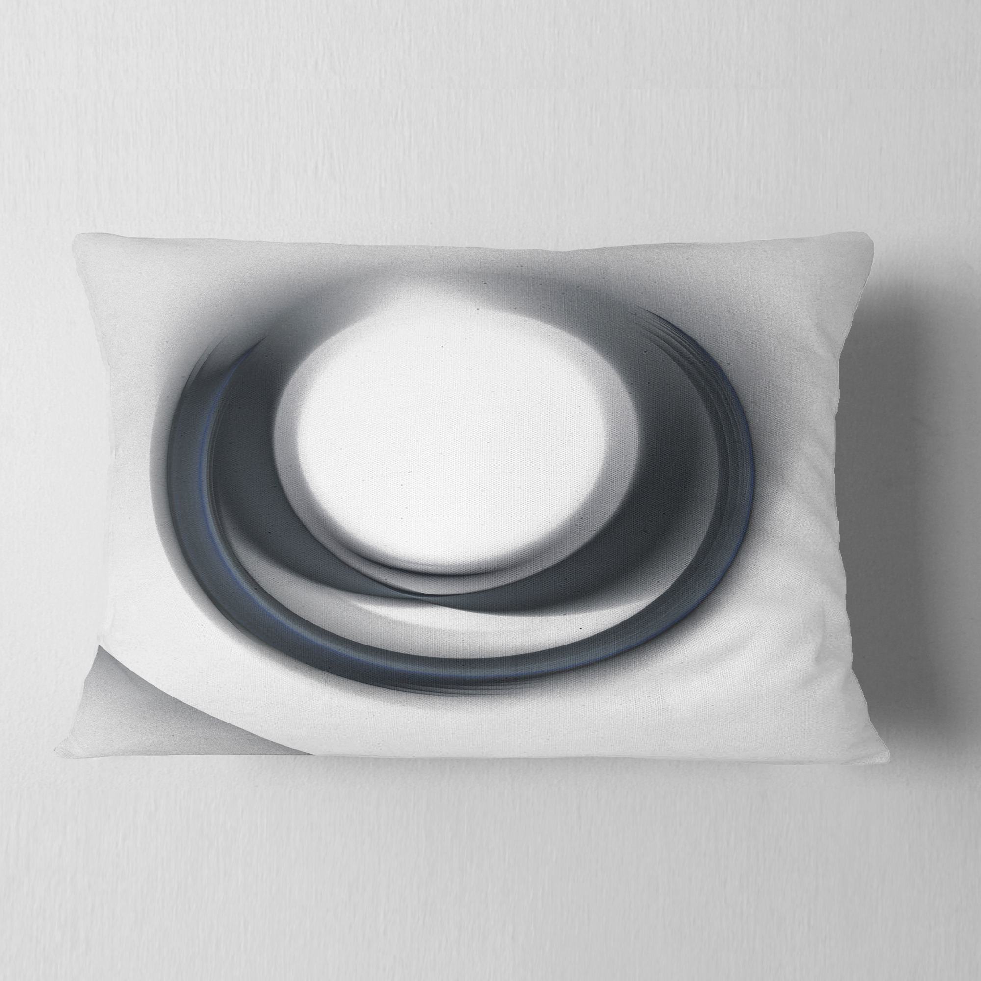 Designart Large Fractal Black Circle on White - Abstract Throw Pillow - 12x20