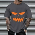 thumbnail image 2 of Tshirts Shirts For Men Halloween Pumpkin Graphic Print Loose Short Sleeve Crew Neck Casual Comfortable Tops Fall Outdoor Activities Mens Shirts Dark Gray XXXL, 2 of 4