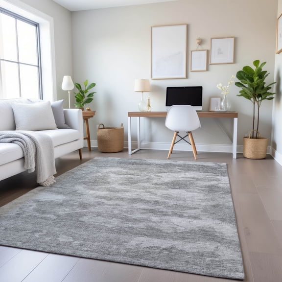 Addison Rugs Mayfield Premium Machine Washable Transitional Modern Silver Rectangle Rug, 10' x 14'