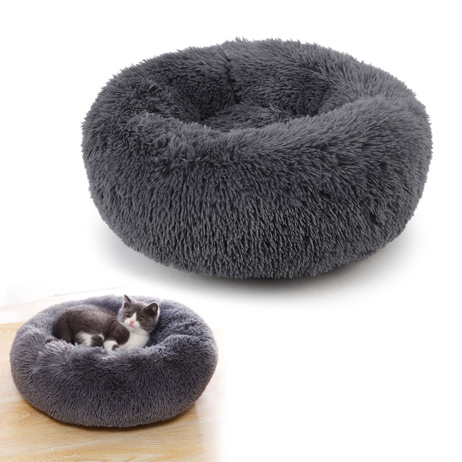 Xinlie Round Plush Pet Bed for Cats Small Dogs ,Fluffy Soft Pet Calming Bed Sleeping Kennel Nest 19.68in