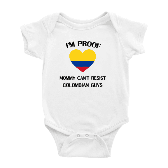 I'm Proof Mommy Can't Resist Colombian Guys Baby Rompers (White, 18-24 Months)