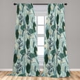 thumbnail image 4 of Ambesonne Tropical Curtains, Exotic Simplistic Flora, Pair of 28"x84", Hunter Green and Blue Grey, 4 of 5