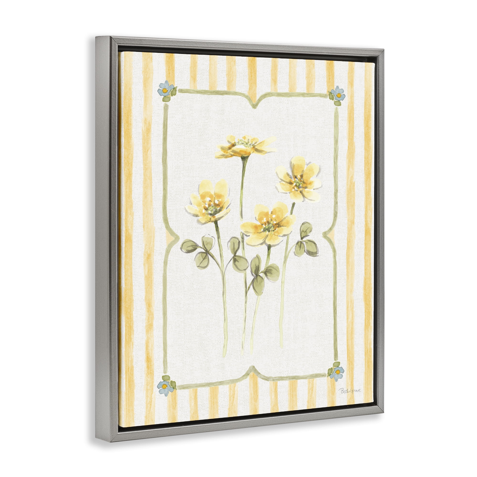 Stupell Industries Sweet Honey Florals Gray Framed Floater Canvas Wall Art, design by Beth Grove