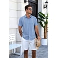 thumbnail image 2 of COOFANDY Men's Button Up Shirts Casual Short Sleeve Stripe Shirt for Men Casual and Office Wear, 2 of 9