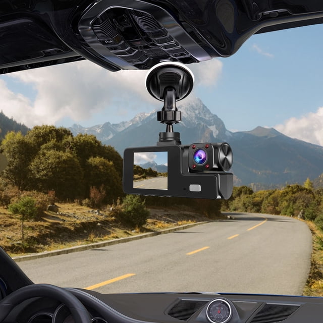 Ohmyroo 3 Channel Dash Cam 1080P FHD Front Inside and Rear Car Camera with Parking Monitor
