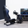 thumbnail image 3 of VIVO Black + Blue Racing Simulator Cockpit with Wheel Stand and Reclining Seat, 3 of 10