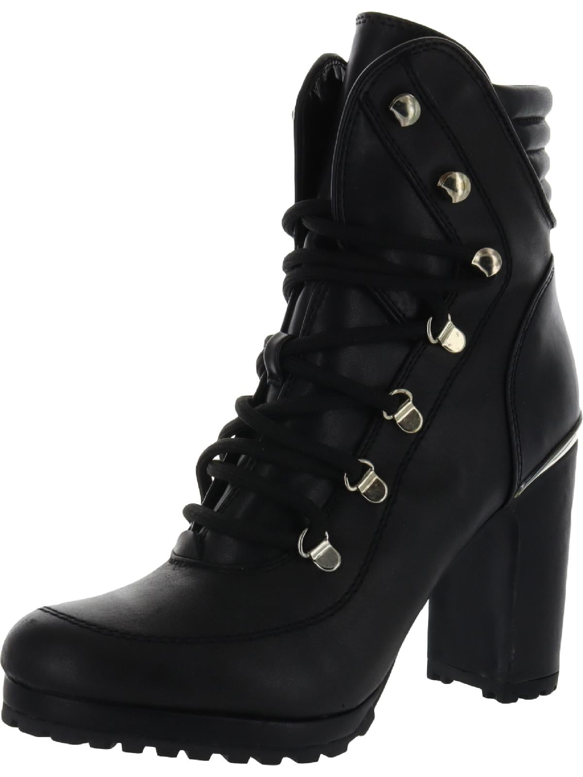DKNY Womens Lenni Leather Lace Up Platform Boots