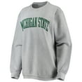 thumbnail image 2 of Women's Pressbox Gray Michigan State Spartans Comfy Cord Vintage Wash Basic Arch Pullover Sweatshirt, 2 of 3