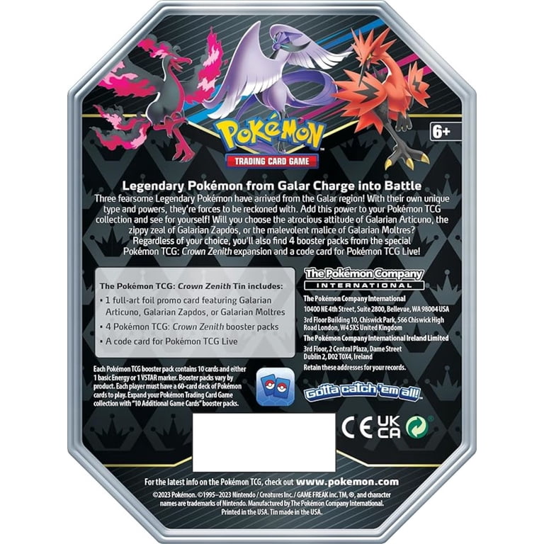 Pokemon Trading Card Games SAS 12.5 Crown Zenith Galarian Tin