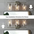 thumbnail image 4 of KAWOTI Bathroom Light Fixtures, 3-Light Vanity Light for Bathroom, Modern Vanity Lighting Fixtures with Clear Glass Shade(Brushed Nickel), 4 of 9