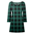 thumbnail image 5 of safuny Womens Top Plaid Swing Hem Tunic Long Tops Comfy Casual Dressy Loose Pullover Plus Size Blouses Shirts Round Neck Long Sleeve Blue XXL, 5 of 5