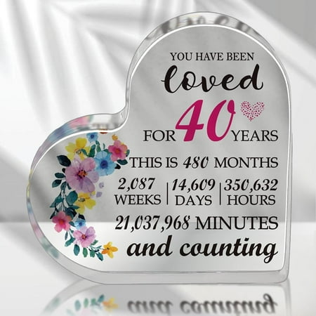 40th Birthday Gifts for Women 40th Anniversary Presents for Wife You Have Been Loved for 40 Years Gifts Acrylic Heart Plaque Birthday Decorative Signs Keepsake