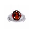 thumbnail image 1 of Diamond & Garnet Ring Set In Sterling Silver - 12 X 10MM Color Stone Birthstone Ring, 1 of 1