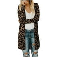 thumbnail image 4 of UTTOASFAY Coat Women'S Open Front Leopard Cardigan Pockets Long Sleeve Lightweight Sweater Coat Brown 12(XL), 4 of 6