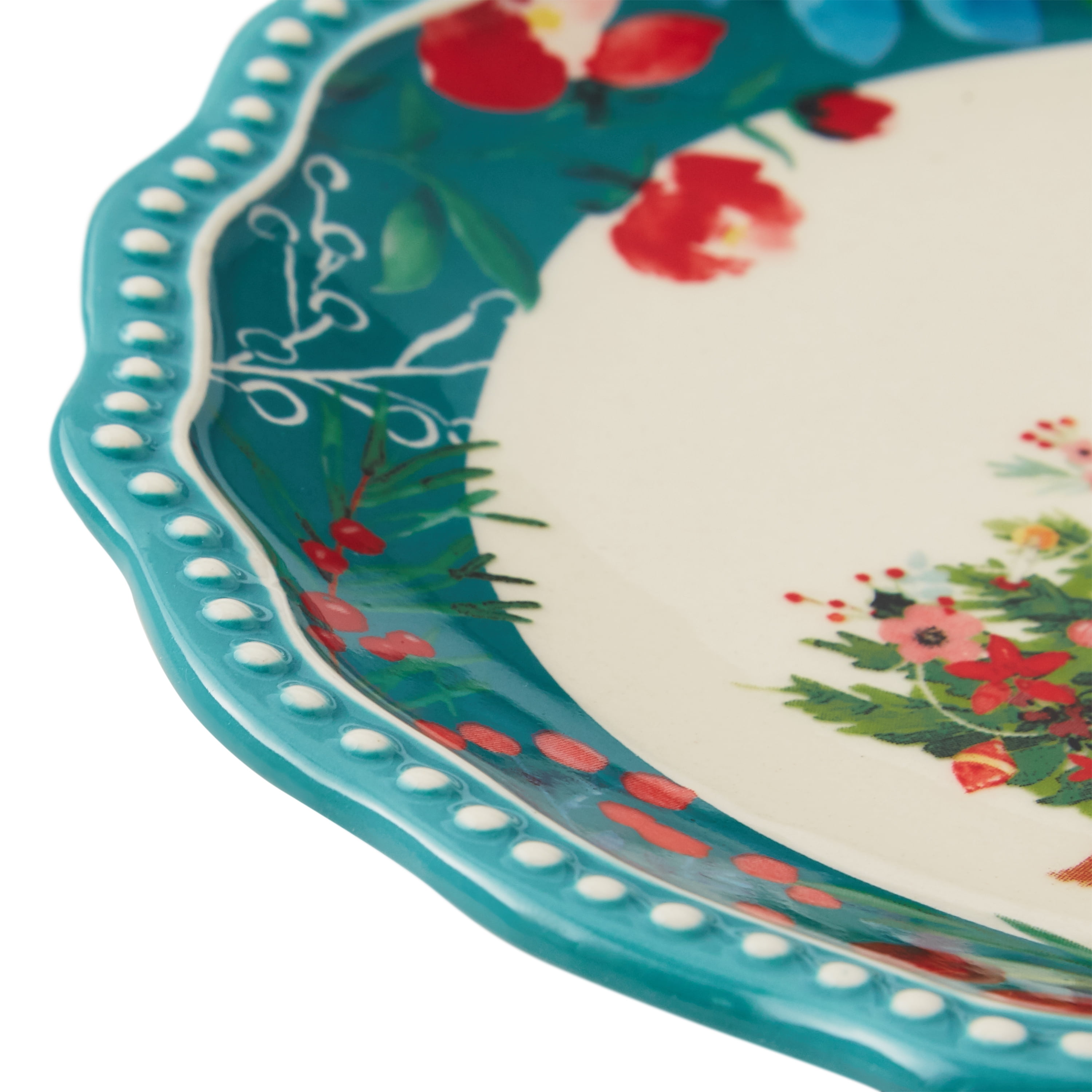 Winter Wonder Lane 9 Holiday Trees Scalloped Ceramic Pie Plate