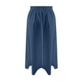 thumbnail image 3 of Women's Mid Length Elastic High Waist Skirt - Solid Color Elegant A-Line Skirt, Polyester Spandex for All Occasions, 3 of 6