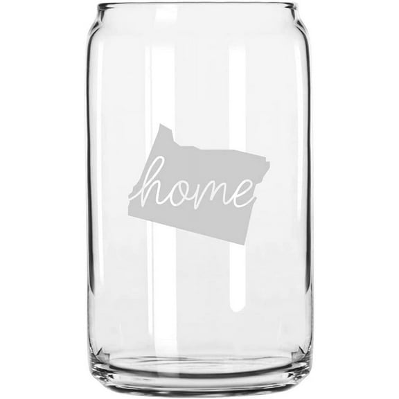 Oregon Home States Etched 16oz Libbey Can Glass