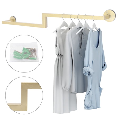 Gold Iron Clothes Rack Wall Mount Clothing Hanging Rod Bathroom/Kitchen Towel Bar