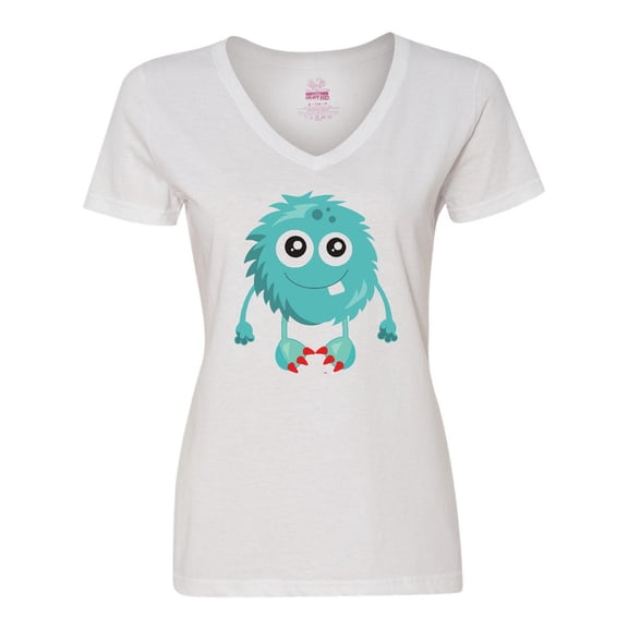 Inktastic Furry Monster, Blue Monster, Cute Monster, Silly Women's V-Neck T-Shirt