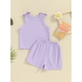thumbnail image 4 of Bslissey Little Girls Shorts Sets 3T 4T 5T 6T 7T Sleeveless Letter Print Bow Tank Tops with Elastic Waist Shorts 2Pcs Outfits Toddler Kids Casual Summer Clothes, 4 of 8