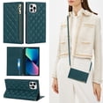 thumbnail image 1 of Crossbody Bag Wallet Case for iPhone 12 Pro Max,Shockproof Luxury PU Leather Zipper Pocket Magnetic Closure Folio Card Slot Flip Kickstand Phone Case with Shoulder Strap,Green, 1 of 12