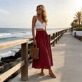 thumbnail image 6 of Maxi Skirts for Women Casual Boho Swing Pleated Beach Long Skirts Smocked Elastic High Waisted Skirts with Pockets S, 6 of 9