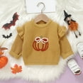 thumbnail image 2 of Ulitacool Sweater For Girls Long Sleeve Sweaters Halloween Knit Cardigan With 3D Pumpkin Soft Baby Toddler Outerwear For Fall Winter Round Neck Tops Casual Clohes Yellow 12-18 Months, 2 of 6
