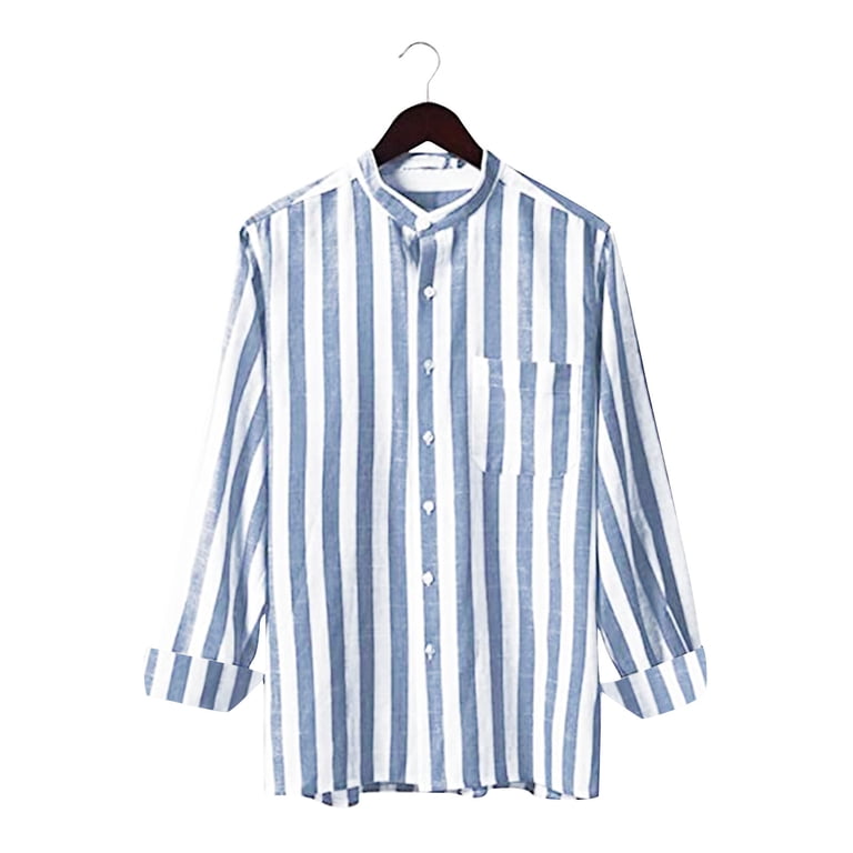 Walmart Men's Classic Fit Striped Print Long Sleeve Button-Down