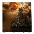 thumbnail image 3 of Ambesonne Landscape Shower Curtain, Castle Thunder Storm, 69"Wx70"L, Orange Brown, 3 of 5