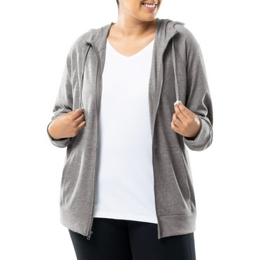 Athletic Works Women's Plus Lightweight Zip-Up Hoodie Jacket, Size 1X-5X