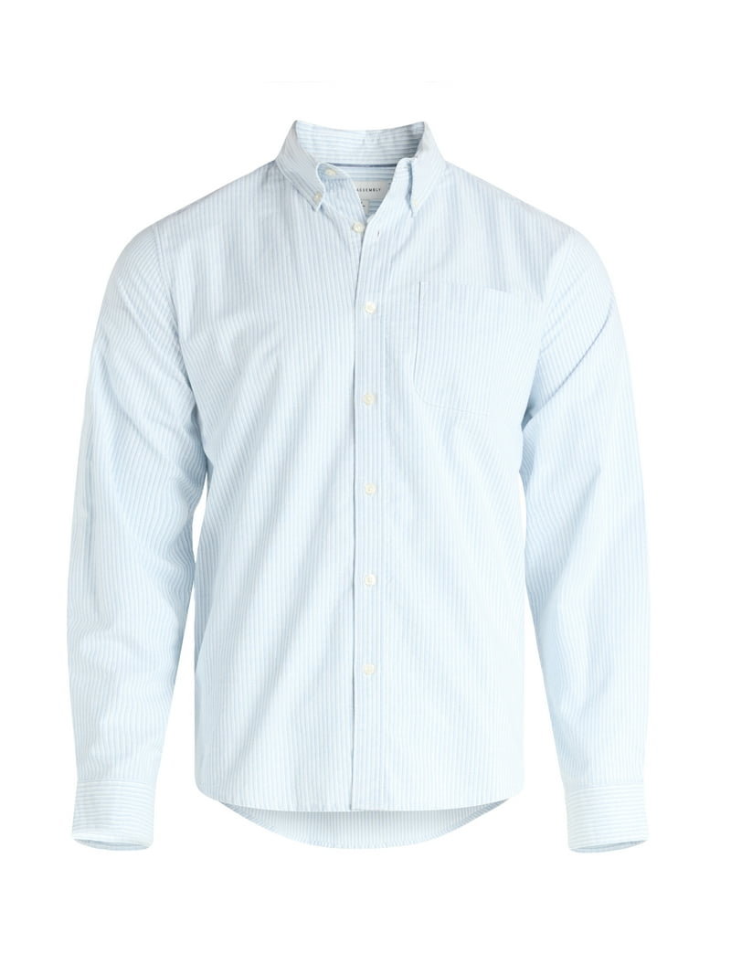 Free Assembly Men's Cotton Button Down Oxford Shirt with Long