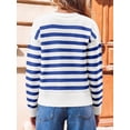thumbnail image 5 of V Neck Button Down Long Sleeve Open Front Ribbed Knit Outerwear Womens Striped Cardigan Sweaters, 5 of 6