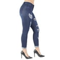 thumbnail image 4 of Fashion2Love Women's Juniors Butt Lift Push Up Mid Waist Ripped Distressed Skinny Jeans, 4 of 9
